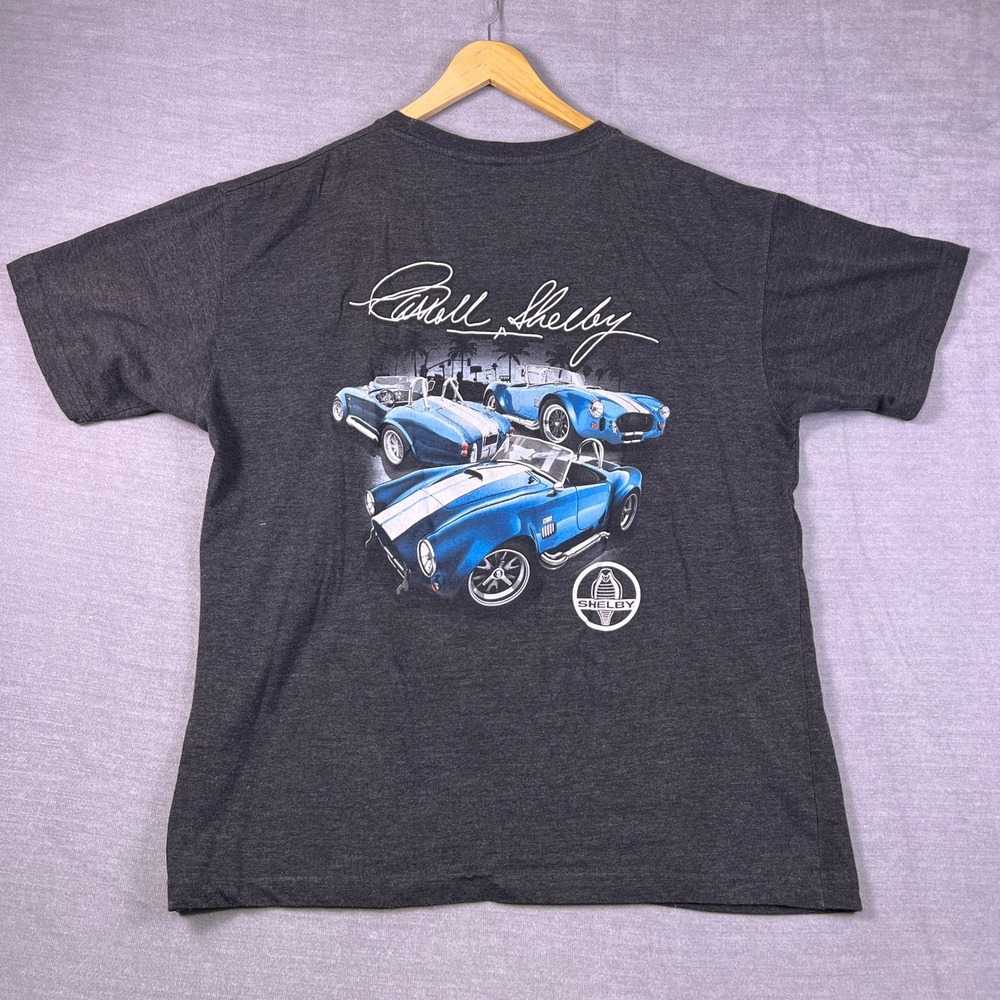 Newport Blue Carroll Shelby Cobra Graphic Crew Neck T-Shirt Mens XL Gray Cotton